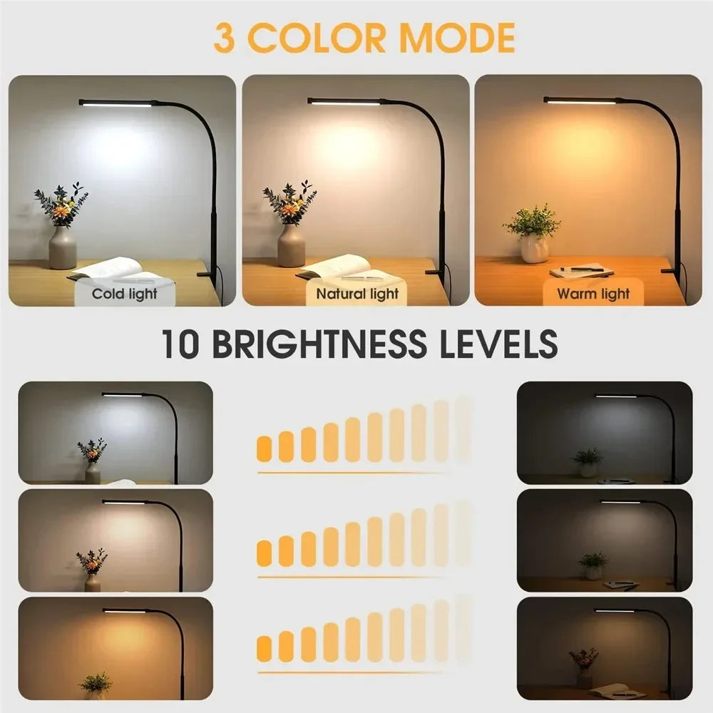 Double Single Head Led Clip Desk Lamp Dimmable Computer Table Lamps Monitor Light Architect Table Lamp for Office Reading Lights