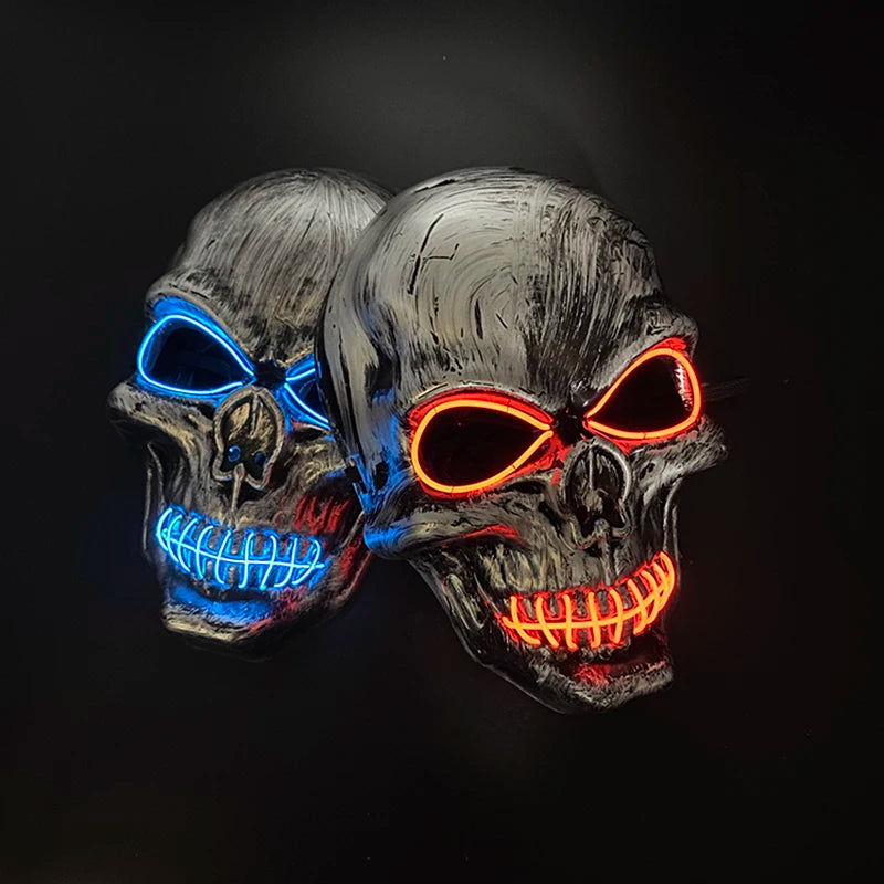 Halloween Skull Skeleton Head Headwear Horror Party Mask Light Up In The Dark Night Disguise Glowing Purge Mask For Halloween