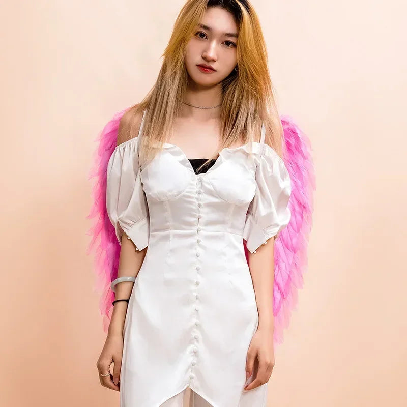 White Angel Feather Wings Festival PartyDecoration Props Scene Decoration Children Adult VictoriasSecret Fashion ShowPerformance