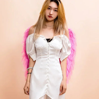 White Angel Feather Wings Festival PartyDecoration Props Scene Decoration Children Adult VictoriasSecret Fashion ShowPerformance