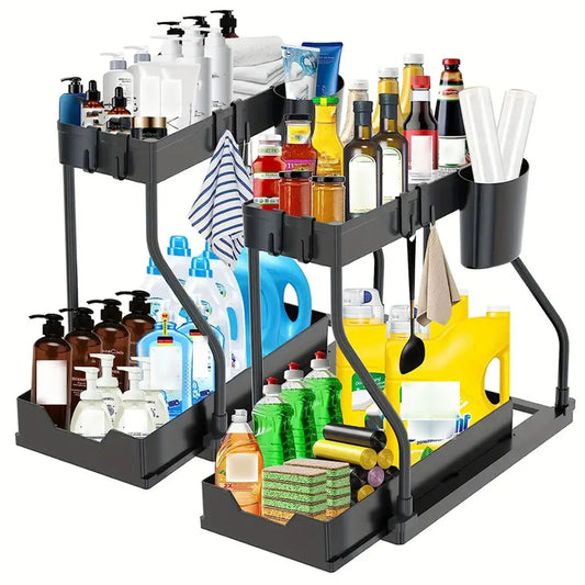 2-Tier Pull-Out Under Sink Organizer for Kitchen & Bathroom