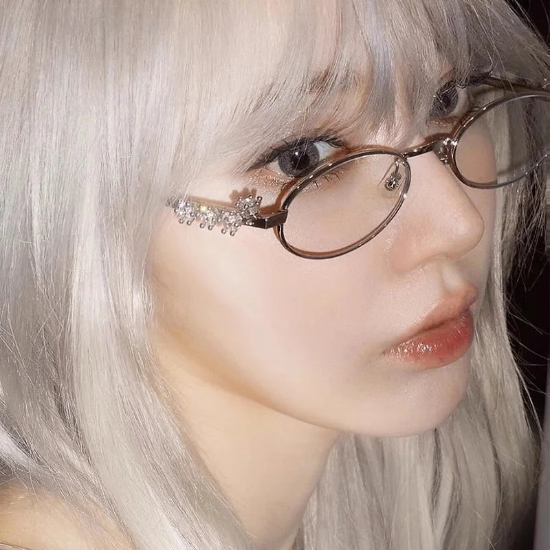 Fashion Small Square Glasses Frame for Women Metal Blue Light Blocking Glasses Japanese Men Retro Trendy Reading Y2K Eyeglasses