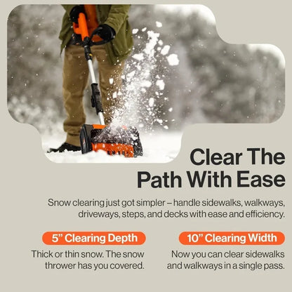 SuperHandy Cordless Snow Shovel, 20V 2Ah Electric Snow Thrower - Lightweight, 10"x5" Clearing Path, 25 ft Throwing Distance, 300