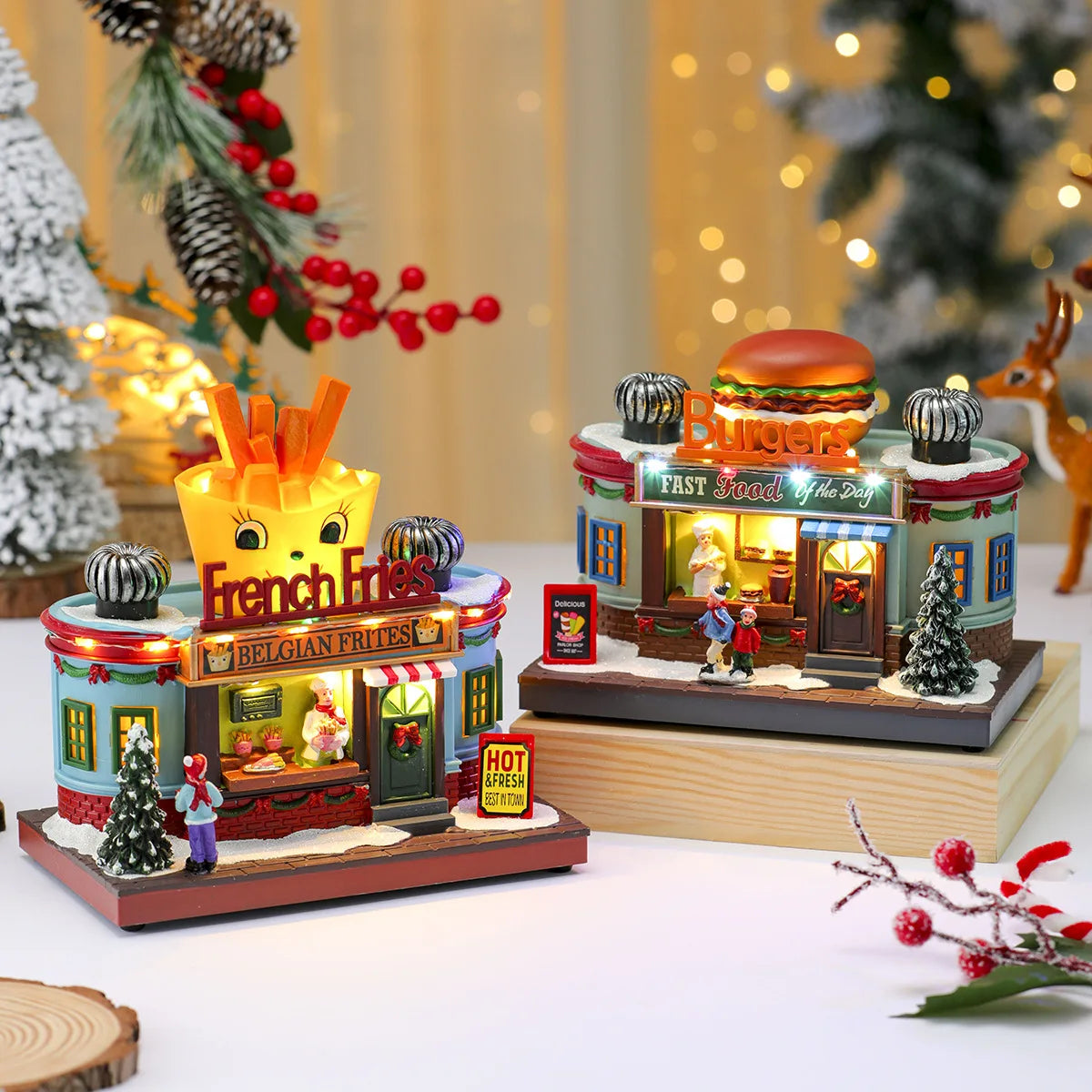Christmas New Year Gift Rotating Glowing Octave Box Xmas Creative Kitchen Ornament Decoration Christmas Children Music Box Gift