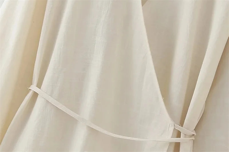 MUJER Kimono Woman Summer Long Sleeve Blouses For Women 2025 Vintage Y2k Top With Ties Loose Elegant And Youth Women's Blouses