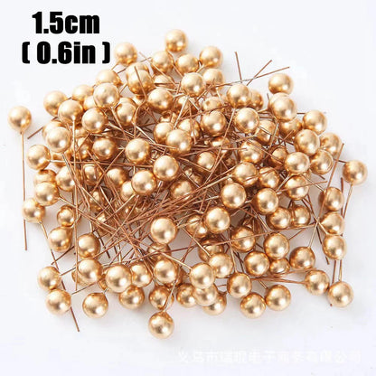 1000/50x Mini Artificial Berries Red Fake Berry Cherry Stamen for Christmas DIY Floral Wreath Ornament New Year Party Home Decor