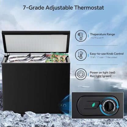 Kismile 7.0 Cubic Feet Chest Freezer with 3 Removable Basket, Free Standing Top Open Door Compact Deep Freezer with Adjustable