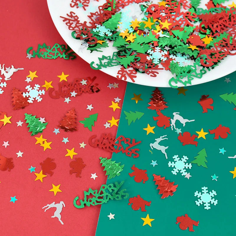 15g/bag Christmas Sequin Confetti Xmas Tree Snowflake Table Confetti 2024 Christmas Party Decoration for Home 2025 New Year Gift