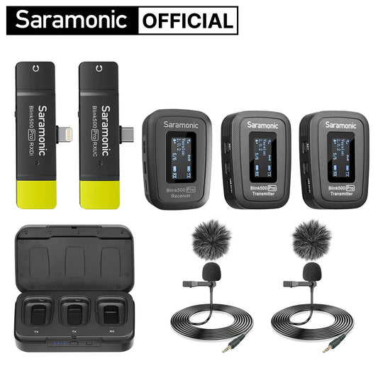 Saramonic Blink500 Pro Wireless Lavalier Microphone for iPhone Android PC Computer DSLR Cameras Youtube Recording Streaming Vlog