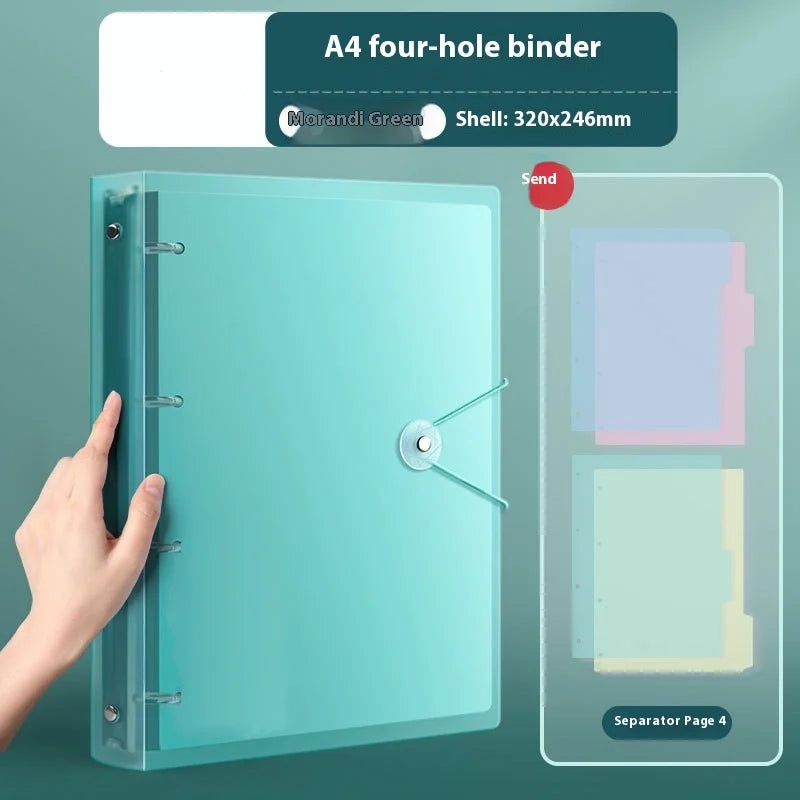 NONE Four Hole A4 Punched Binder 4-hole Folder Data Book Storage Book Clip Shell Insert Bag Paper Binding clip Office Notes
