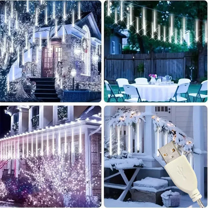 2025 30/50cm USB LED Meteor Shower Lights Falling Rain Drop Fairy String Light for Christmas Party Garden Holiday Decorations