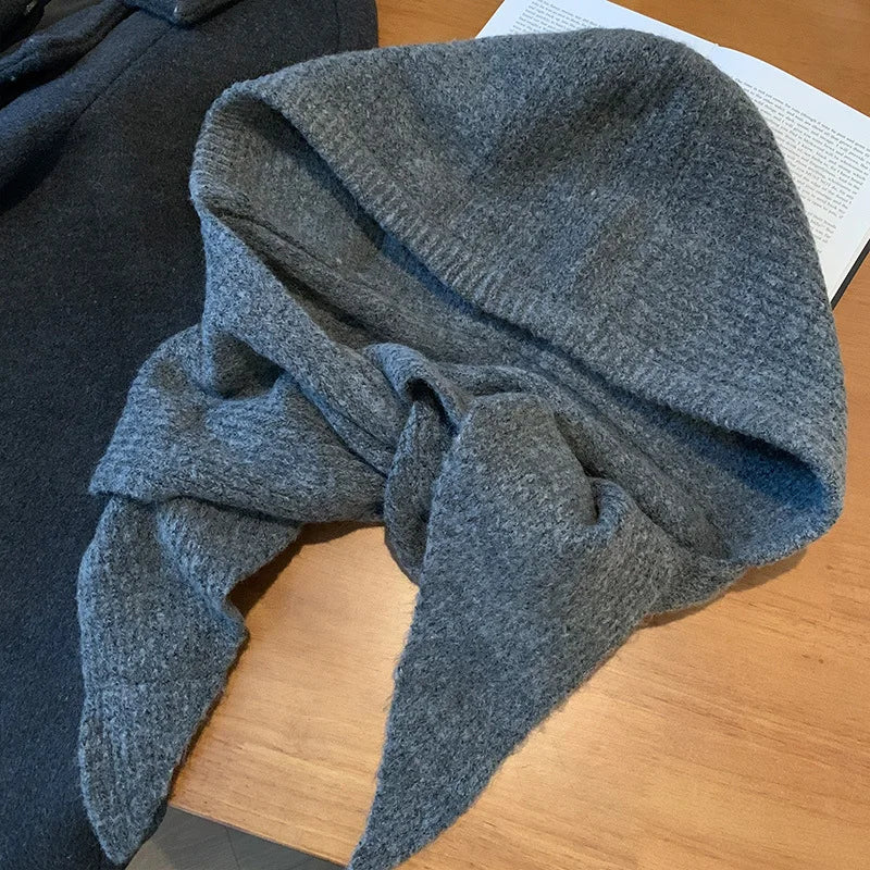 Korean Balaclava Bonnet Women Skullies Beanies Hat Scarf One-piece Thickened Warm Neck Protection Winter Accessories Knitted Law