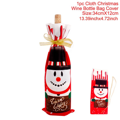 Christmas Wine Bottle Cover Merry Christmas Decorations For Home 2025 Navidad Noel Natal Ornaments Xmas Gift Happy New Year 2026