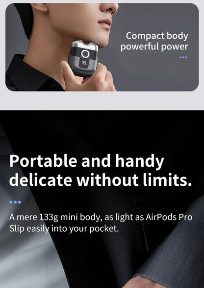 Mini electric shaver, compact and fast charging for home use, men's car shaver, portable for home use, gift for father and boyfr