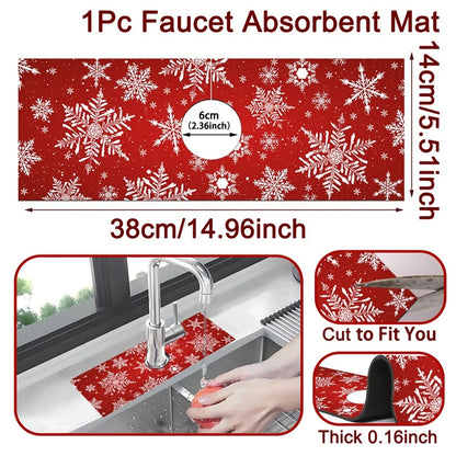 Christmas Faucet Mat Diatomite Sink Faucet Absorbent Pad Merry Christmas Decoration for Home 2025 Kitchen Gifts Navidad