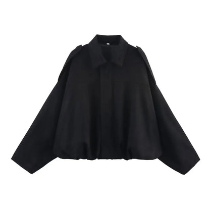 Women’s Suede-Texture Bomber Jacket – Casual Lapel Zip Coat | ETJ