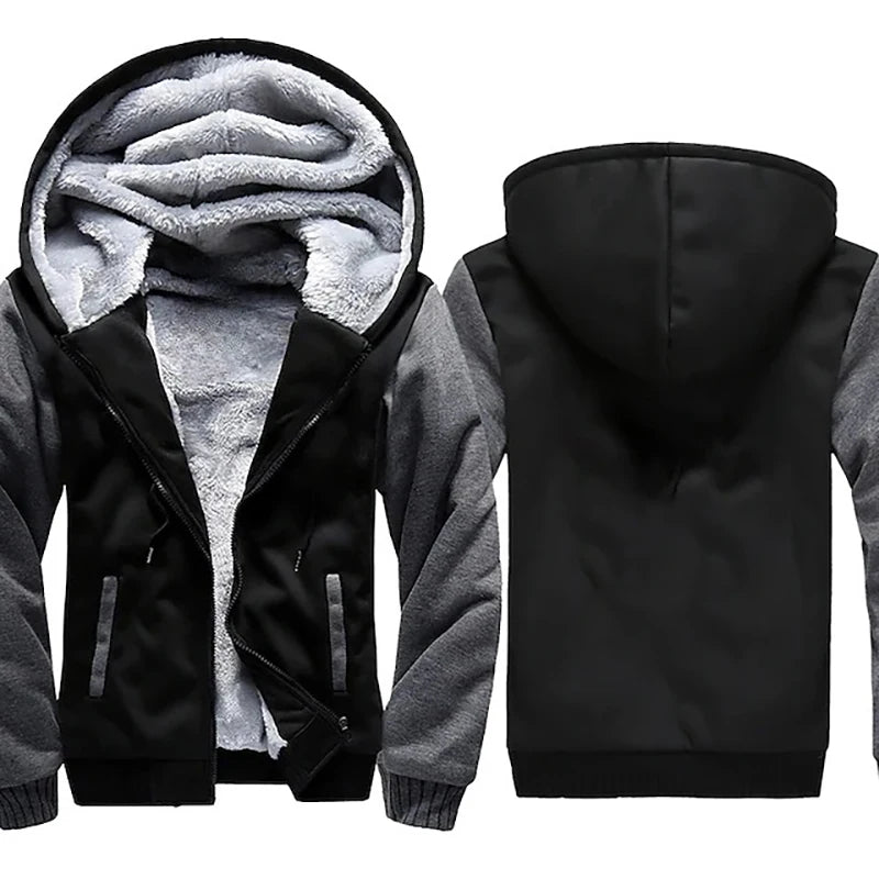 Winter Warm Sherpa Lined Coat for Men Heavyweight Plush Fleece Jackets Outwear Long Sleeve Zip Up Hoodie Sweatshirt Tops Outfits