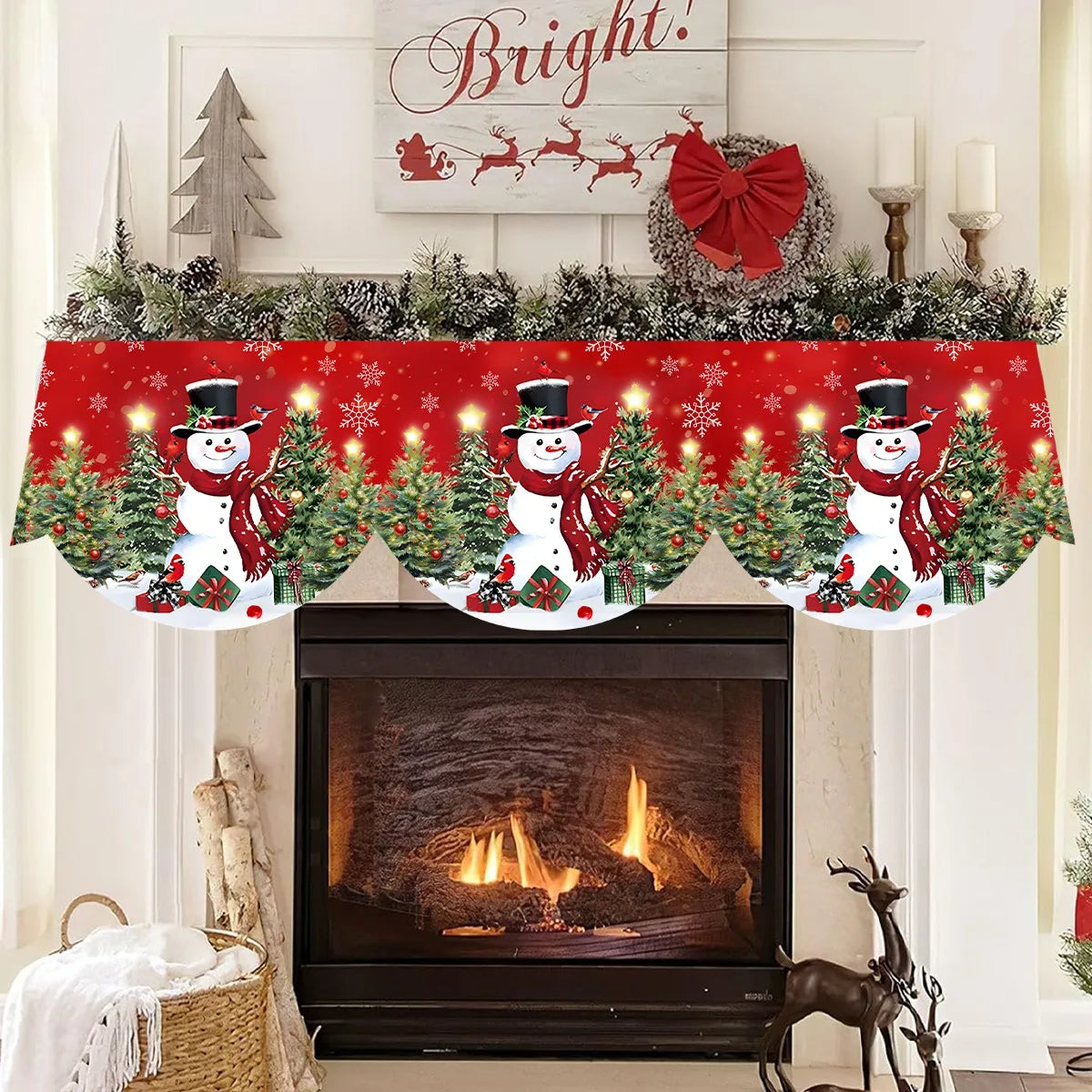 Christmas Santa Snowman Fireplace Mantel Scarf Christmas Decorations for Home 2025 Living Room Xmas Navidad New Year Gifts 2026