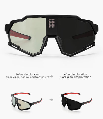ROCKBROS Bicycle Sunglasses Polarized & Photochromic Electronic Color Change Cycling Glasses UV400 Bike Eyewear Sports Goggles