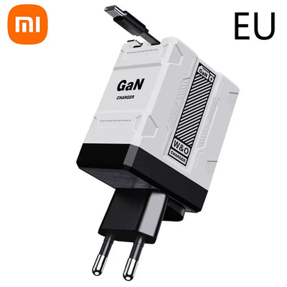 Xiaomi 120W GaN Fast Charger Compatible  With Retractable Type-c And Ligtning Cable Portable Adapter For Iphone 16 Ipad Macbook