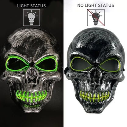 Halloween Skull Skeleton Head Headwear Horror Party Mask Light Up In The Dark Night Disguise Glowing Purge Mask For Halloween