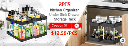 2-Tier Under Sink Organizer with Sliding Drawers & Hooks