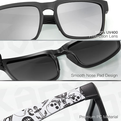 Kapvoe Men Polarized Sunglasses Fashion Cool Fishing Glasses Sliver Sports Cycling Bicycle Eyewear Bike UV400 MTB Road Driving