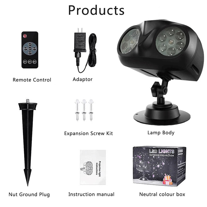 2025 Upgraded LED Snowflake Projector Light 2-in-1 Outdoor Waterproof Christmas Halloween Decor with Snowfall Pattern Party Lamp