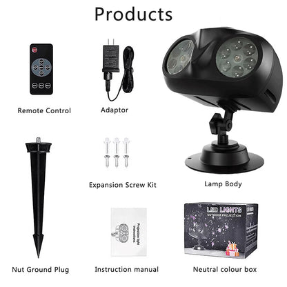 2025 Upgraded LED Snowflake Projector Light 2-in-1 Outdoor Waterproof Christmas Halloween Decor with Snowfall Pattern Party Lamp