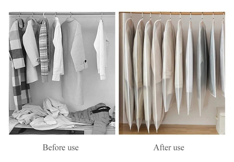 5pcs Durable Polyester Garment Dust Cover with Zipper Closure Long Hanging Clothes Bag for Coats Jackets & Wardrobe Organization