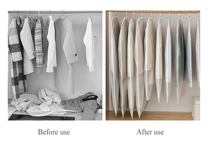5pcs Durable Polyester Garment Dust Cover with Zipper Closure Long Hanging Clothes Bag for Coats Jackets & Wardrobe Organization