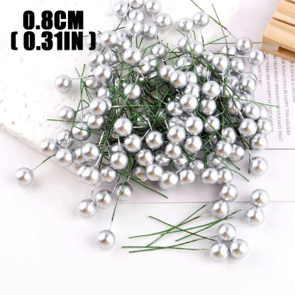 1000/50x Mini Artificial Berries Red Fake Berry Cherry Stamen for Christmas DIY Floral Wreath Ornament New Year Party Home Decor