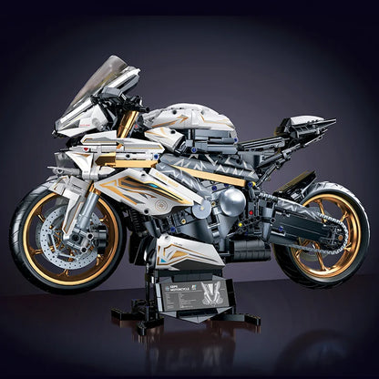 2000PCS+ 1:5 MOC Technical Platinum Motorcycle Model Building Blocks Racing Motorcycle Display Set for  Kid Adults Birthday Gift