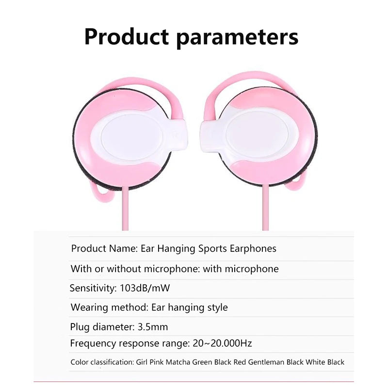 Wired Headphones Stereo 3.5MM Ear Hook Music Game Earphone With Mic For Mobile Phone PC Laptop Mp3 Mp4 Wired Headset
