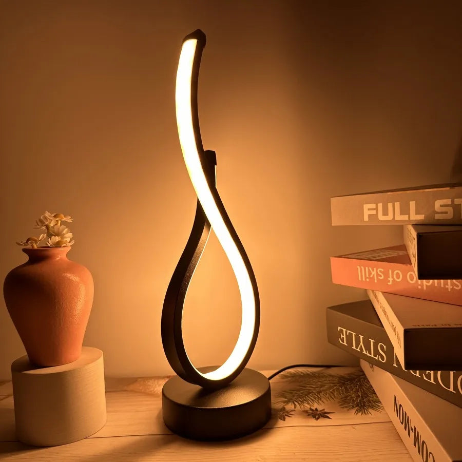 A modern wrought iron table lamp powered by USB - three tone light