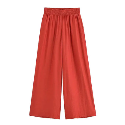 Women’s Summer 2-Piece Set – Loose Shirt & High-Waist Pants