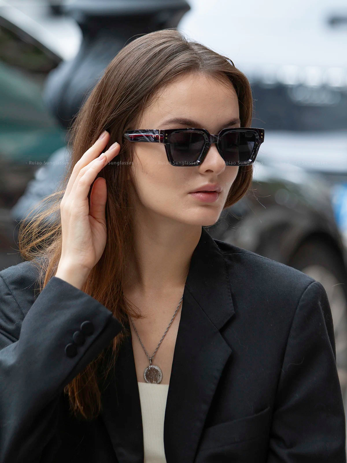Ruiao 2025 Whole Luxury Premium Shades Designer Black Brand Sunglasses Mens Square Sun Glasses For Women