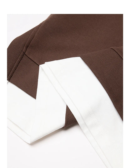 TOYOUTH Women Hoodies Sweatshirt 2025 Autumn New Plush Flower Printed Contrasting Color Splicing Fake Two Piece Cotton Pullover