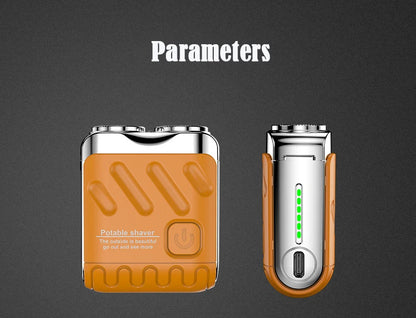 Mini Shaver On-The-Go, Portable Electric Shaver for Men, Dry Shave, USB-C，IPX7 Waterproof Easy Cleaning, Battery Indicator