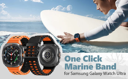 Marine Band For Samsung Galaxy Watch ultra Strap 47mm Accessories Two color Sport silicone Bracelet Galaxy Watch 7 ultra Straps