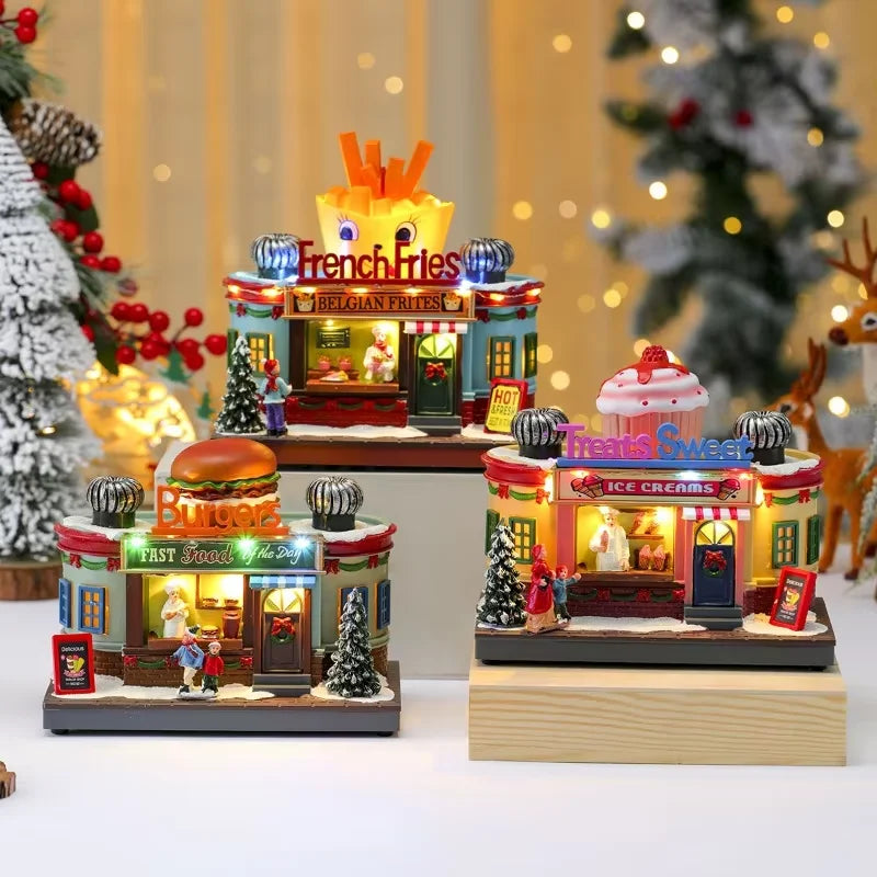 Christmas New Year Gift Rotating Glowing Octave Box Xmas Creative Kitchen Ornament Decoration Christmas Children Music Box Gift