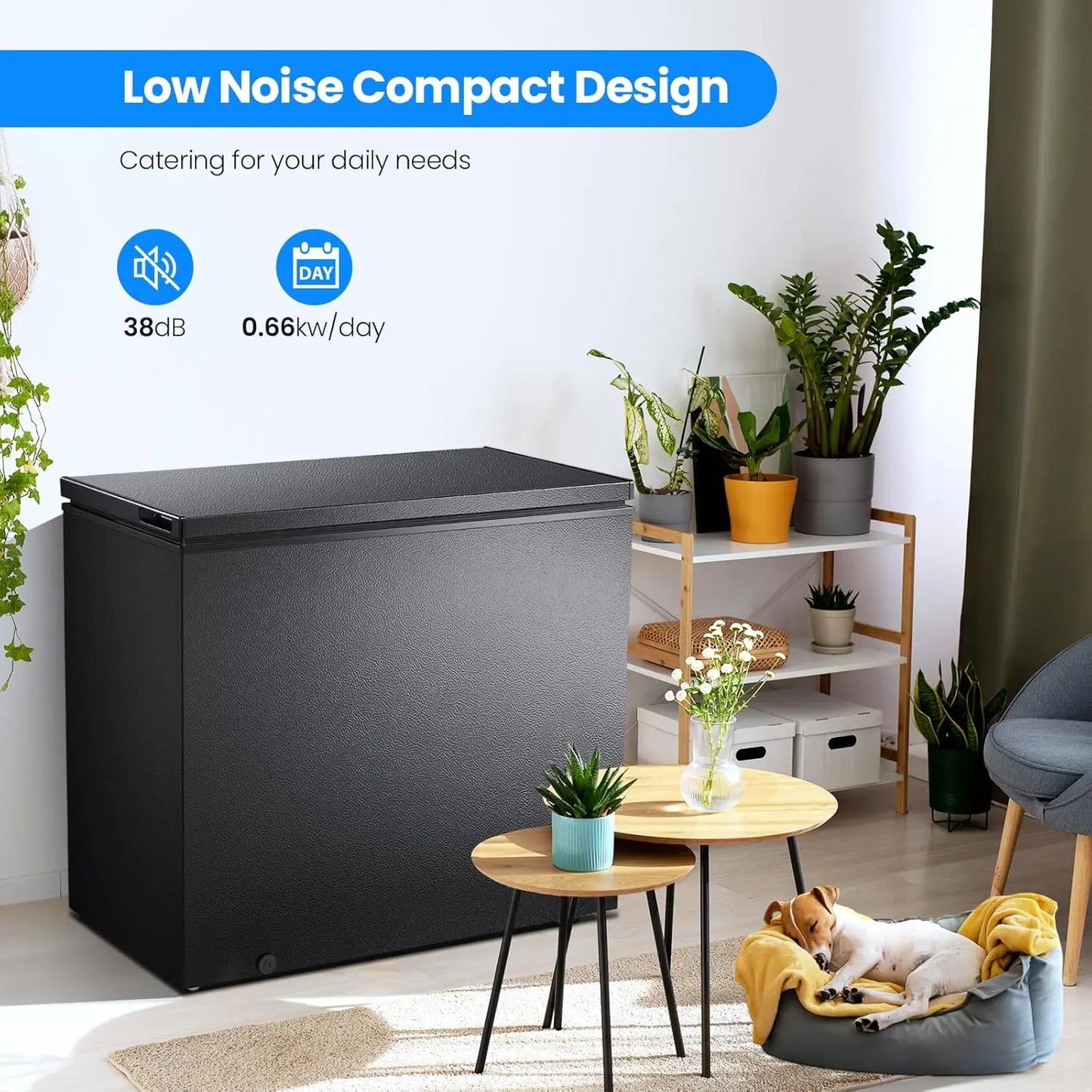 Kismile 7.0 Cubic Feet Chest Freezer with 3 Removable Basket, Free Standing Top Open Door Compact Deep Freezer with Adjustable