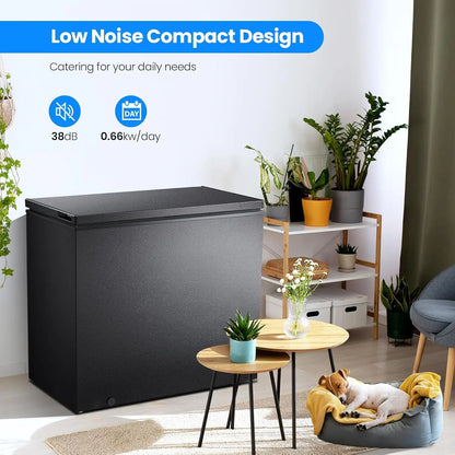 Kismile 7.0 Cubic Feet Chest Freezer with 3 Removable Basket, Free Standing Top Open Door Compact Deep Freezer with Adjustable