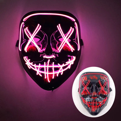 Halloween Skull Skeleton Head Headwear Horror Party Mask Light Up In The Dark Night Disguise Glowing Purge Mask For Halloween