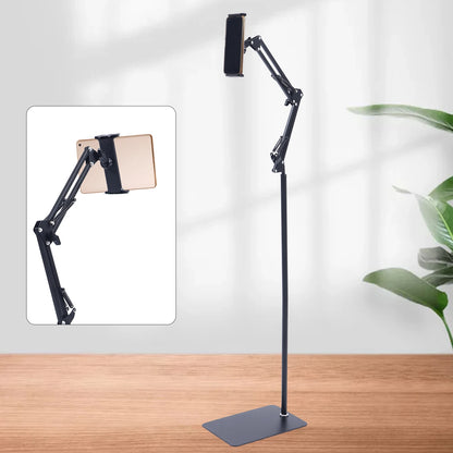 Adjustable Tablet Floor Stand 360° Swivel Height & Angle Adjustable Foldable Floor Holder Non-Slip Base for Home Office