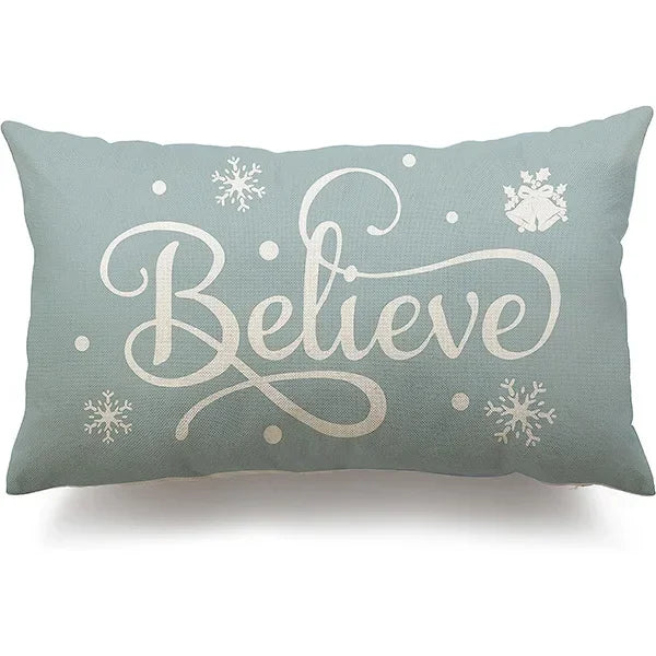 New Christmas style simple letter double-sided printed linen pillow for home decoration, sofa waist pillowcase