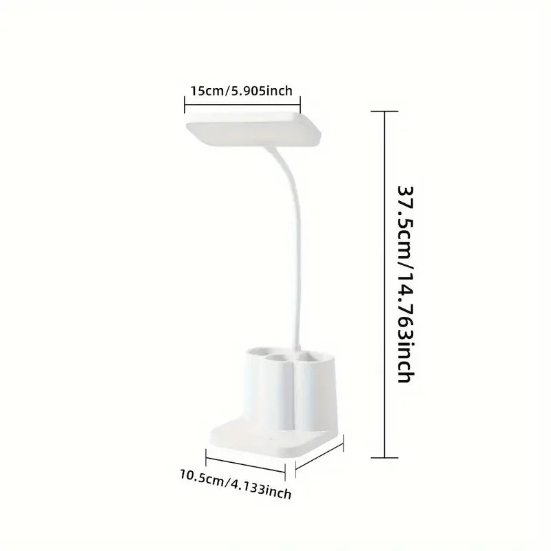 Adjustable LED desktop light with touch, eye protection, 3 color temperature modes, pen holder, USB rechargeable, for reading