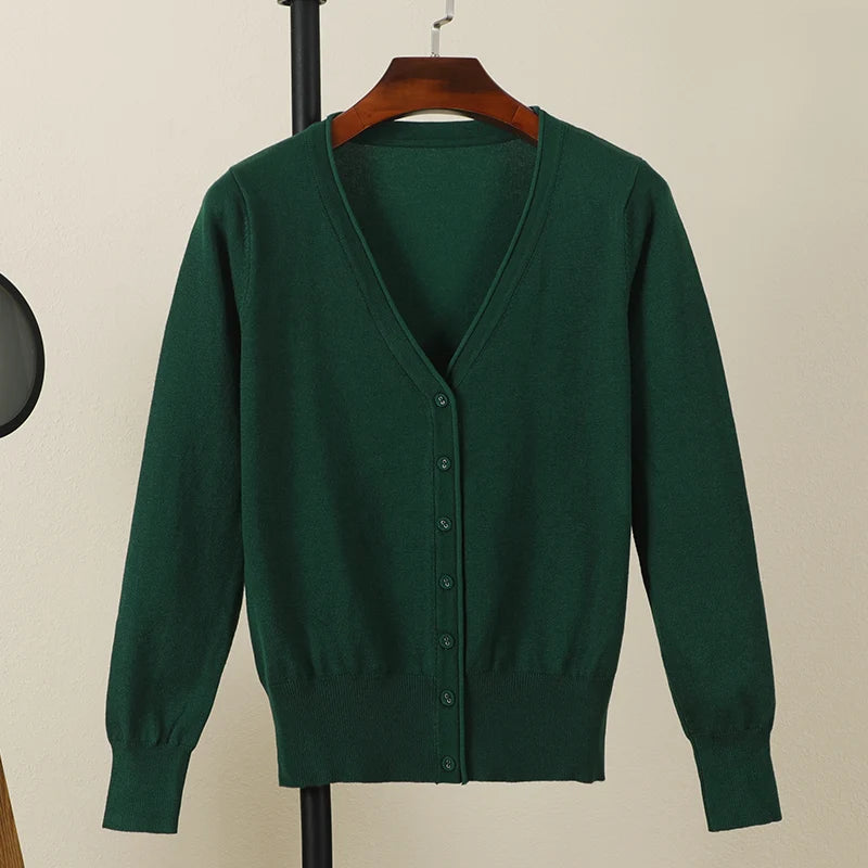 Black Cropped Cardigan Female Clothing Jersey Blouses Women's Coat Spring 2025 Long Sleeve Top Korean Fashion Knitted Sweater