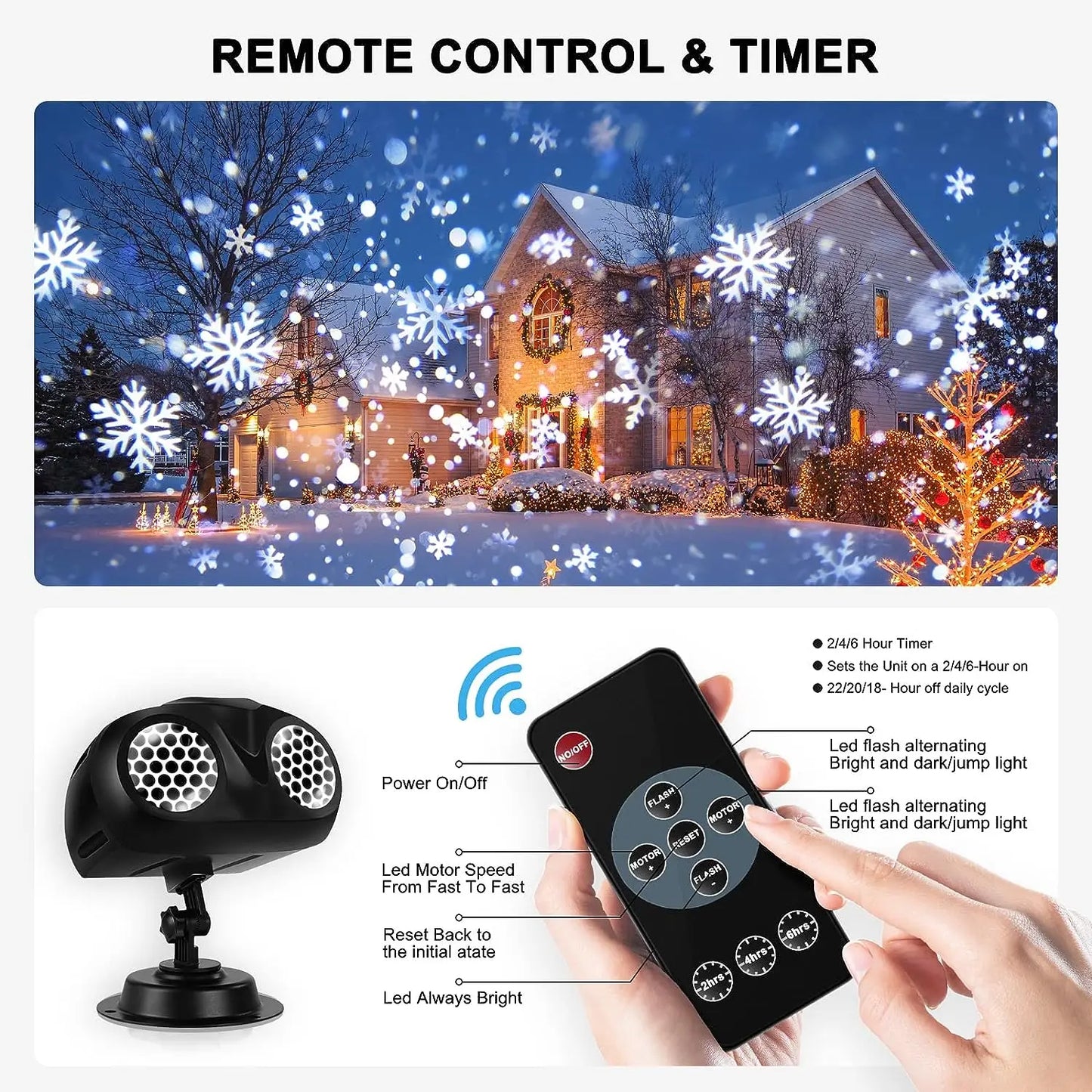 Christmas Projector Lights Outdoor, Snowflakes Projection Outside,Waterproof LED Landscape Christmas Light for Party Xmas light