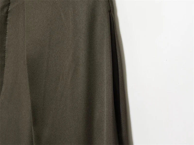 Women's Long Pants 2025 Autumn New Arrivals Military Green Pleated Loose Wide-Leg Pants Casual Fashion Stylish and Versatile
